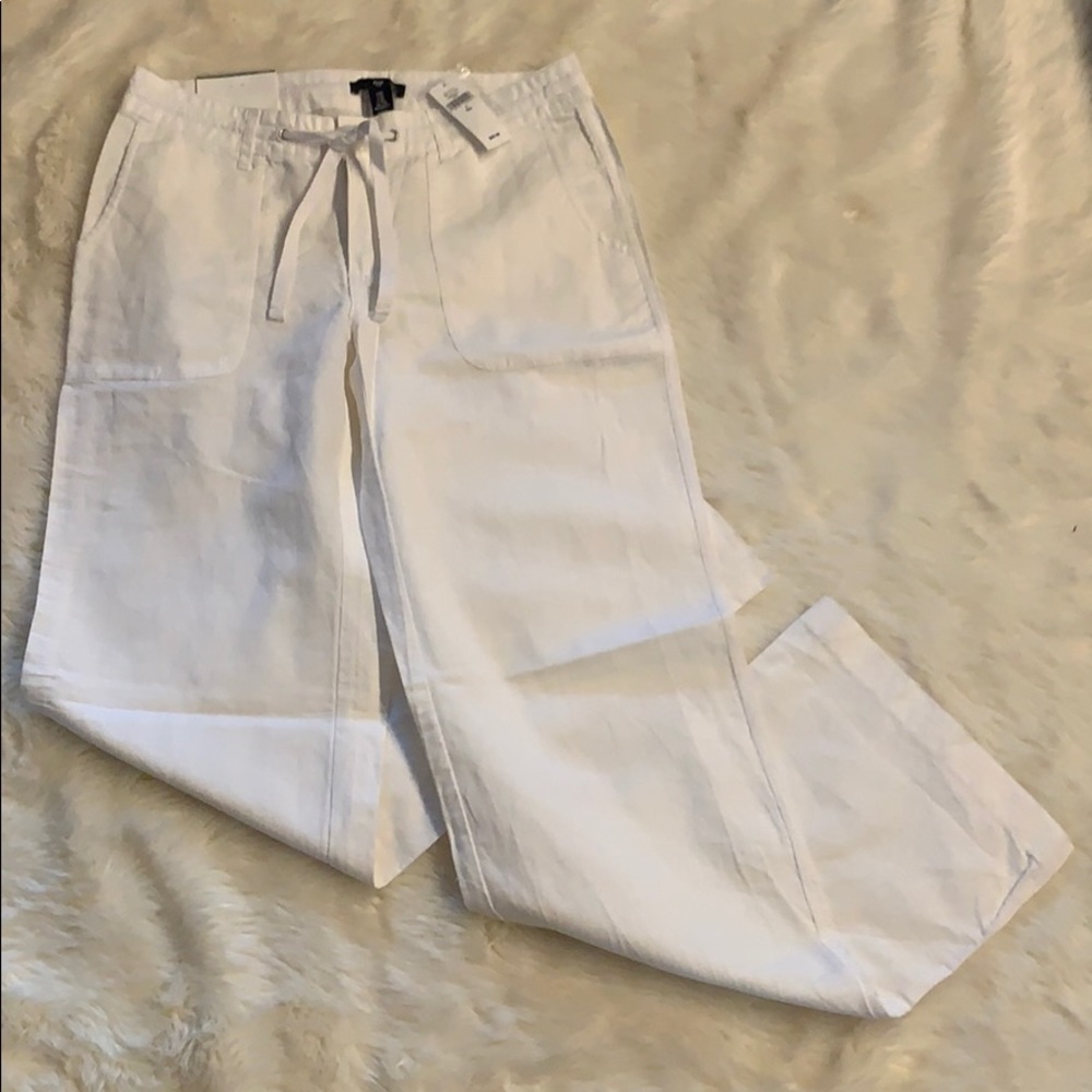 NWT White Wide-Leg Drawstring Pants Size 0
